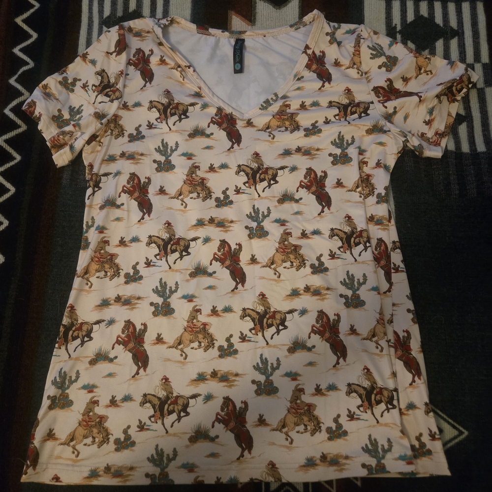 Western Cowboy Print T-Shirt
